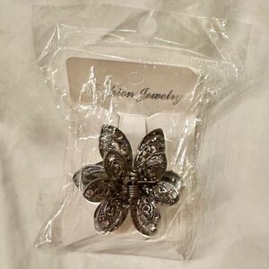 NEW! STRONG JAW HAIR CLIP RHINESTONES 1 1/2” ALLOY Gunmetal Gray UPDO ACCESSORY